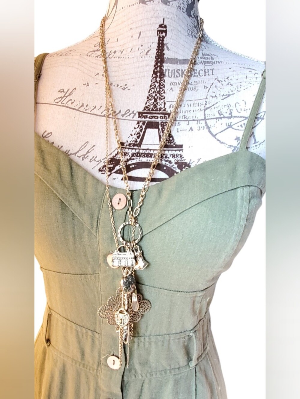 Vtg. Bundle For 2 Gold Tone Charms Necklaces